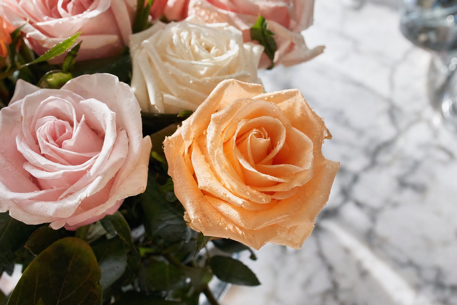 A soft bouquet of roses