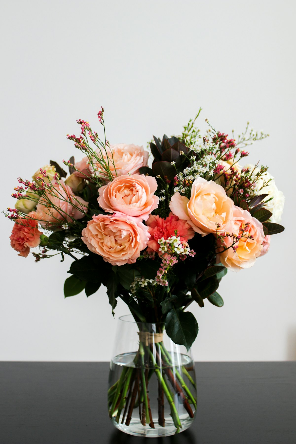 A fresh bouquet arranged in a glass vase